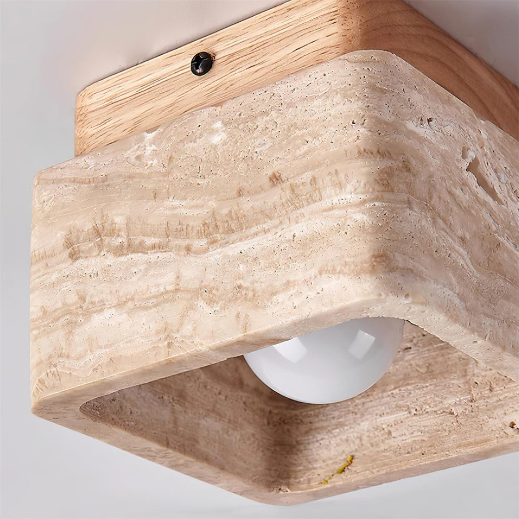 Vellin Travertine Square Flush Mount Ceiling Light | Fioriscas