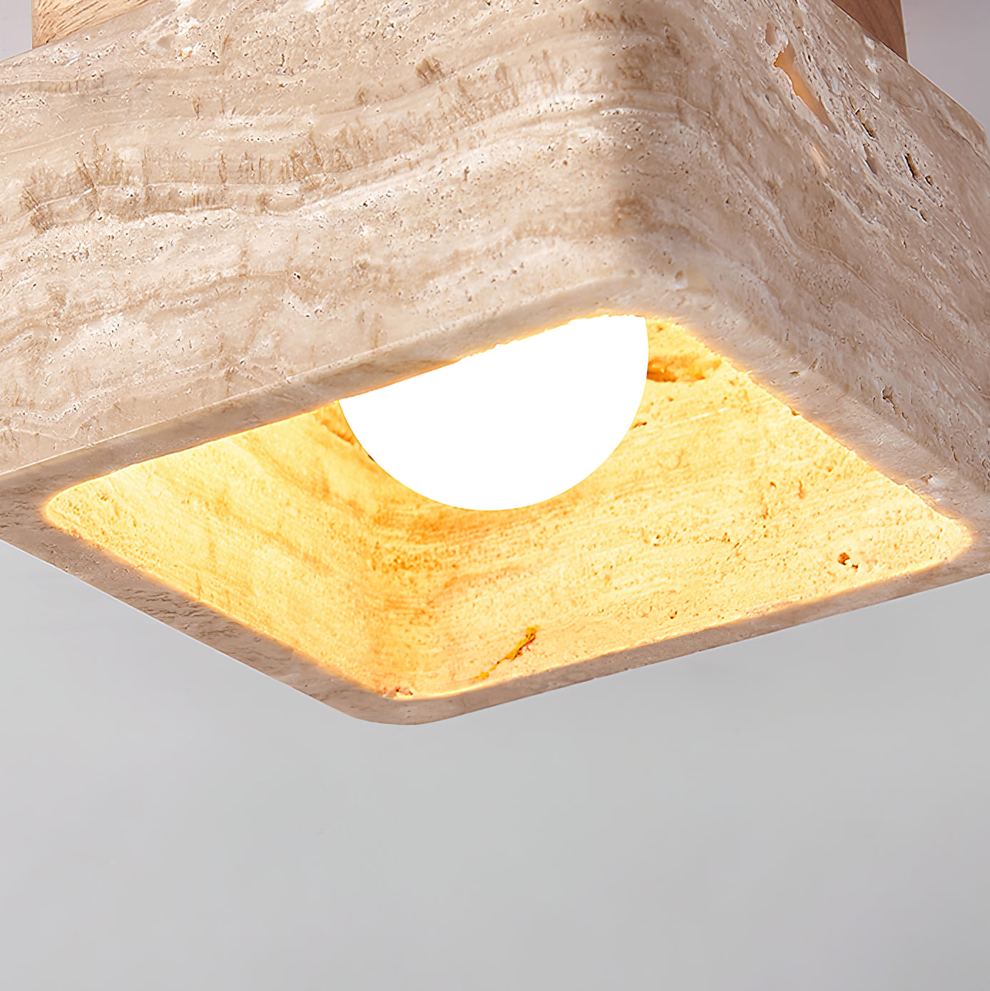 Vellin Travertine Square Flush Mount Ceiling Light | Fioriscas