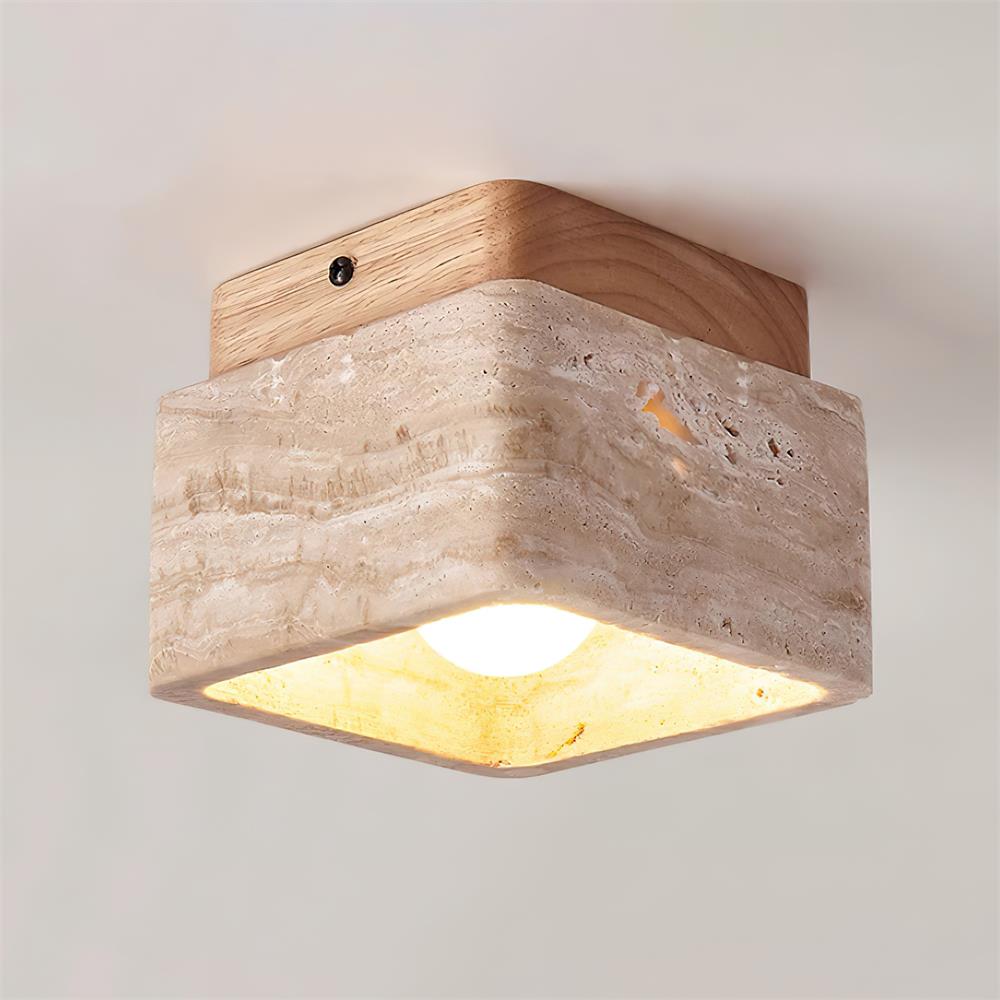 Vellin Travertine Square Flush Mount Ceiling Light | Fioriscas