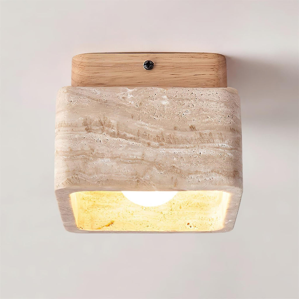 Vellin Travertine Square Flush Mount Ceiling Light | Fioriscas