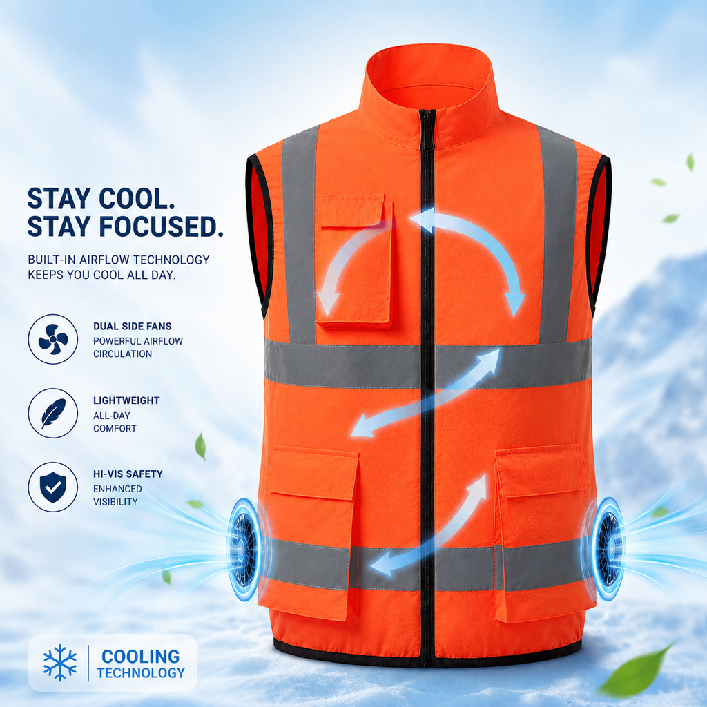 AirFlow Rechargeable Fan Vest For Outdoor Work And Travel
