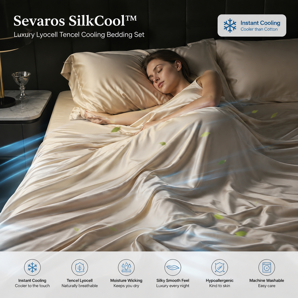 Conjunto de Edredão Refrescante Lyocell Tencel com Lençóis Respiráveis para Noites Quentes