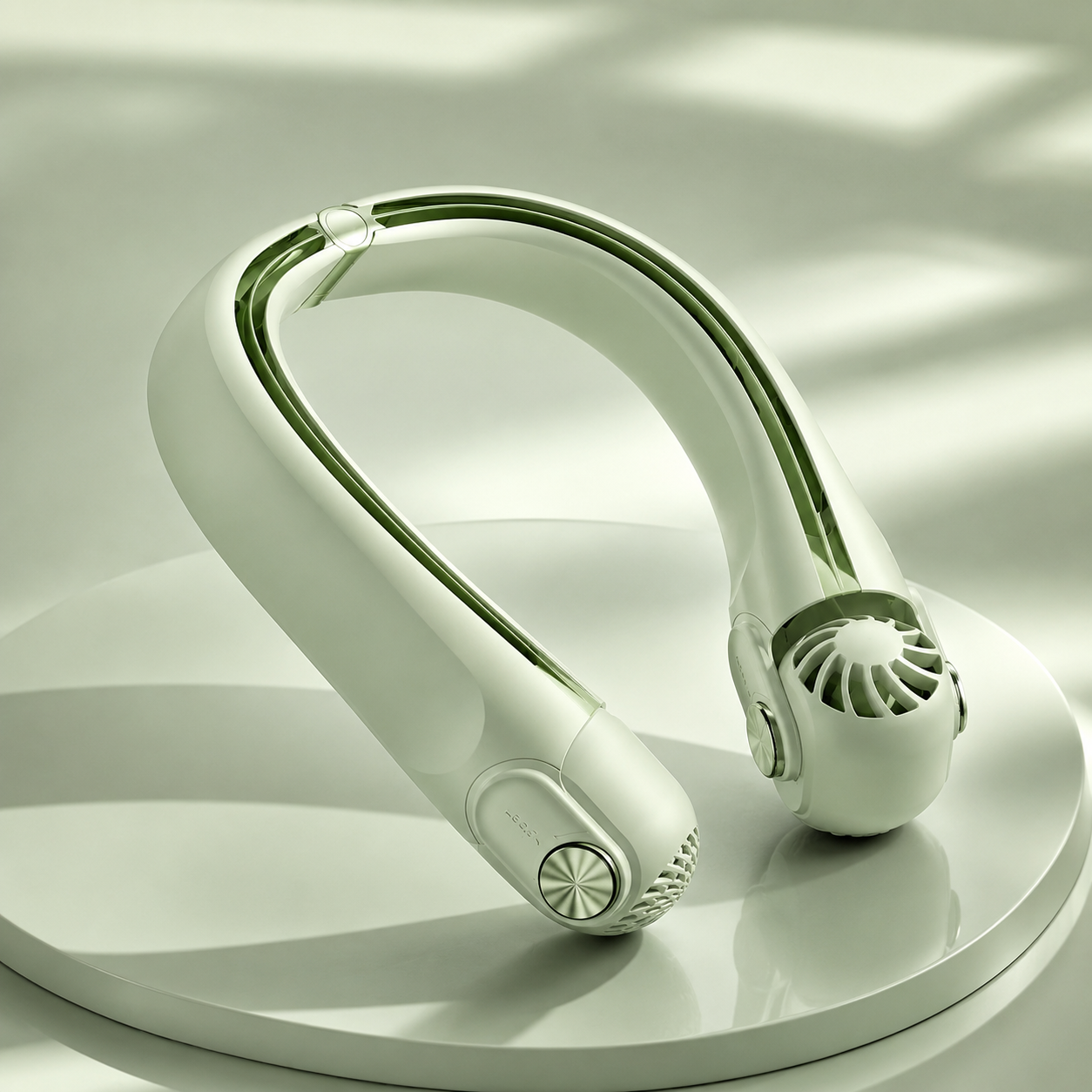 Ventilator de gât DualFlow USB-C cu flux dublu de aer, reîncărcabil, pentru călătorii și utilizare în aer liber
