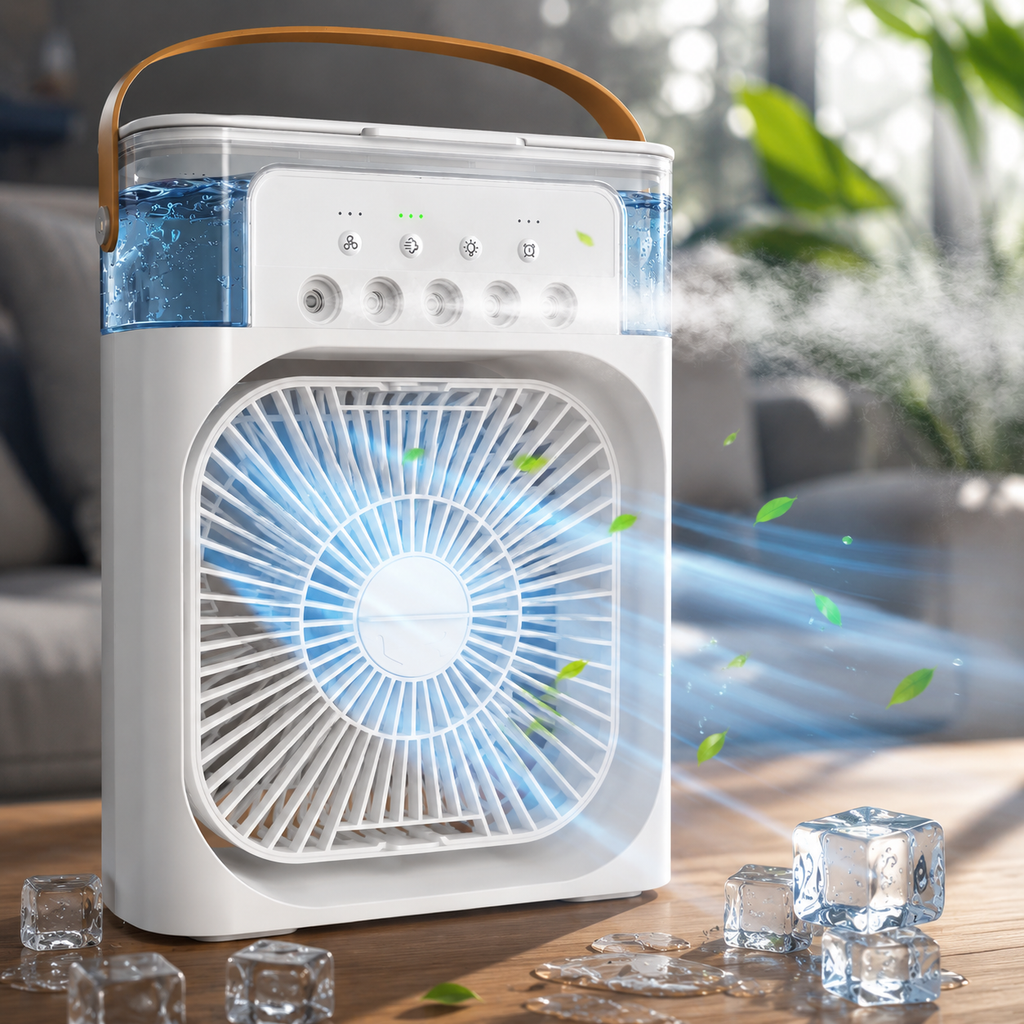 MistDesk Raffreddatore da Scrivania Ricaricabile USB con Umidificatore