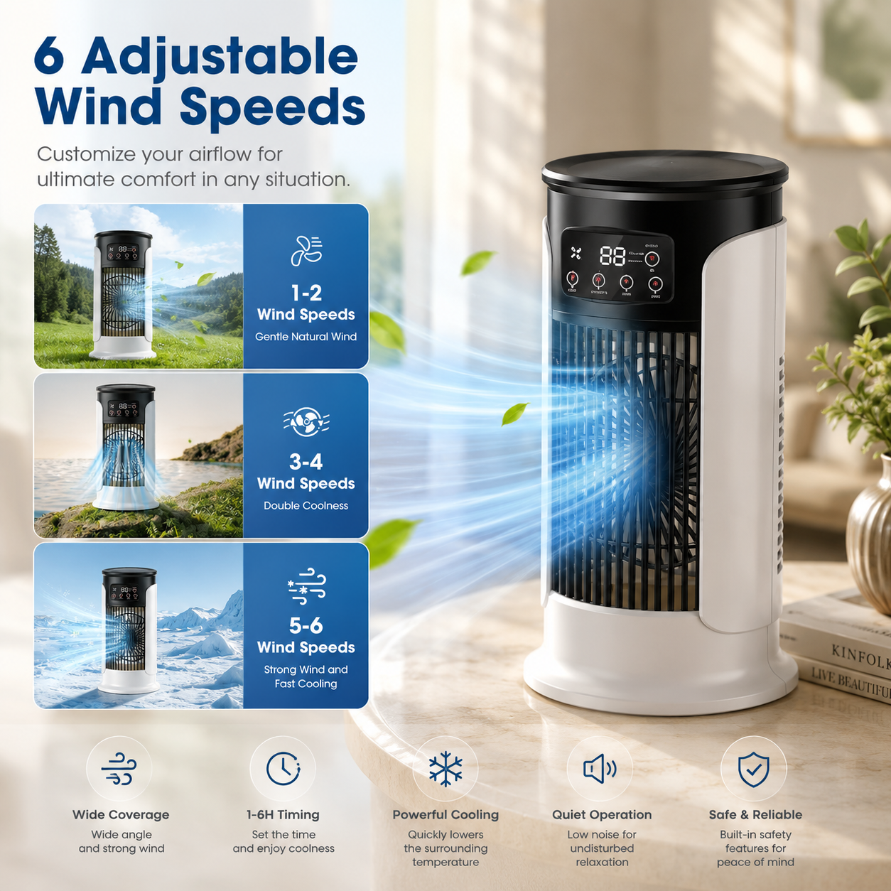 ArcticMist USB 3-in-1 persönlicher Kühler mit Ventilator, Luftbefeuchter und Nachtlicht
