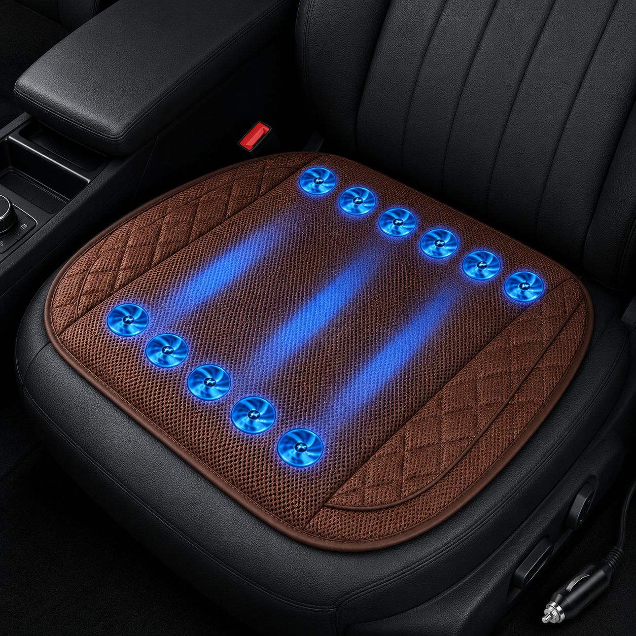 Auto belüftetes Sitzkissen mit zehn Ventilatoren, USB 12V/24V Kühlpad