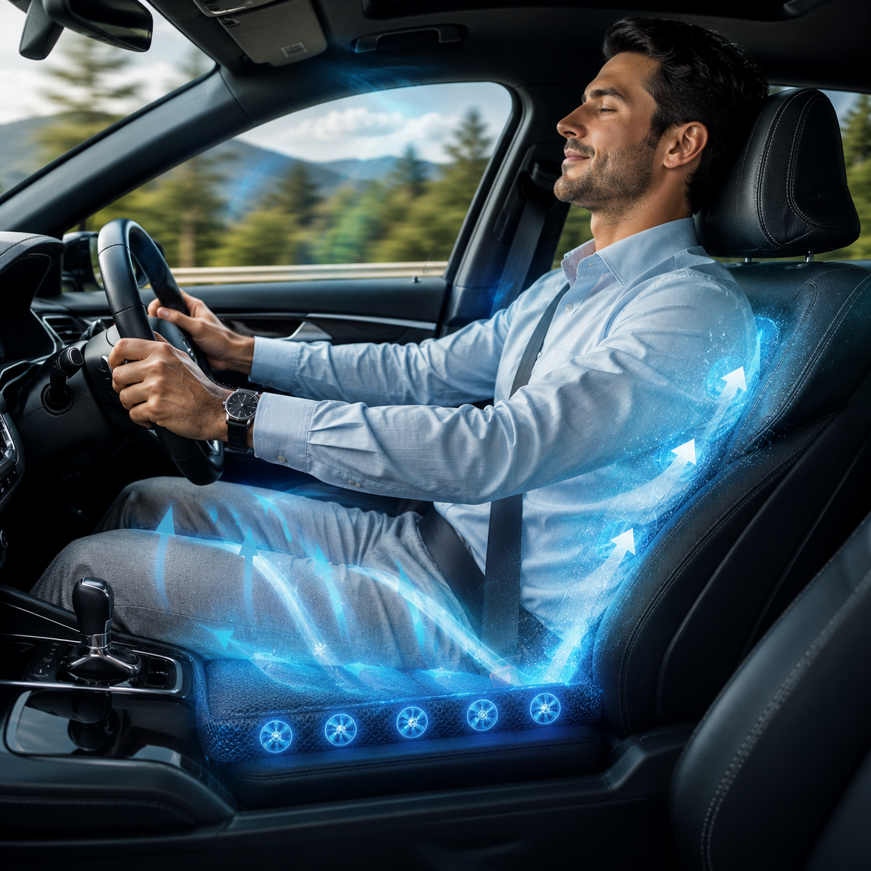 Auto belüftetes Sitzkissen mit zehn Ventilatoren, USB 12V/24V Kühlpad