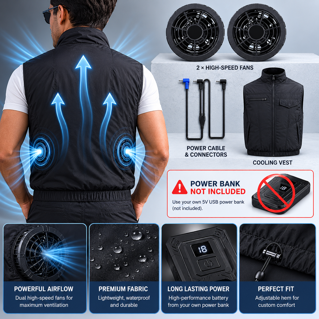 Chladicí vesta AeroVest s dvojitým ventilátorem pro práci venku a úlevu od horka