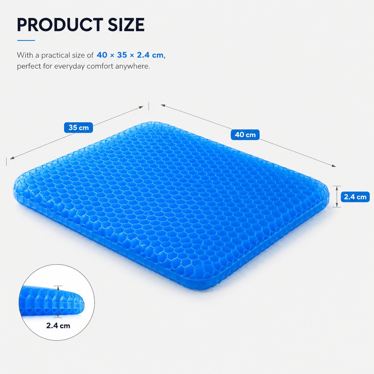 Honeycomb Gel Chair Pad, Non Slip Cushion For Home Or Office Use