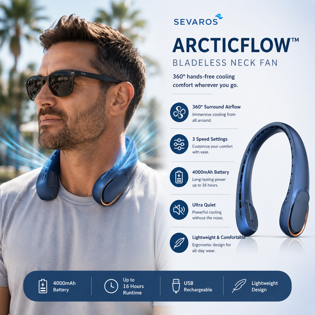 ArcticFlow Neck Fan 4000mAh Rechargeable Travel Cooling