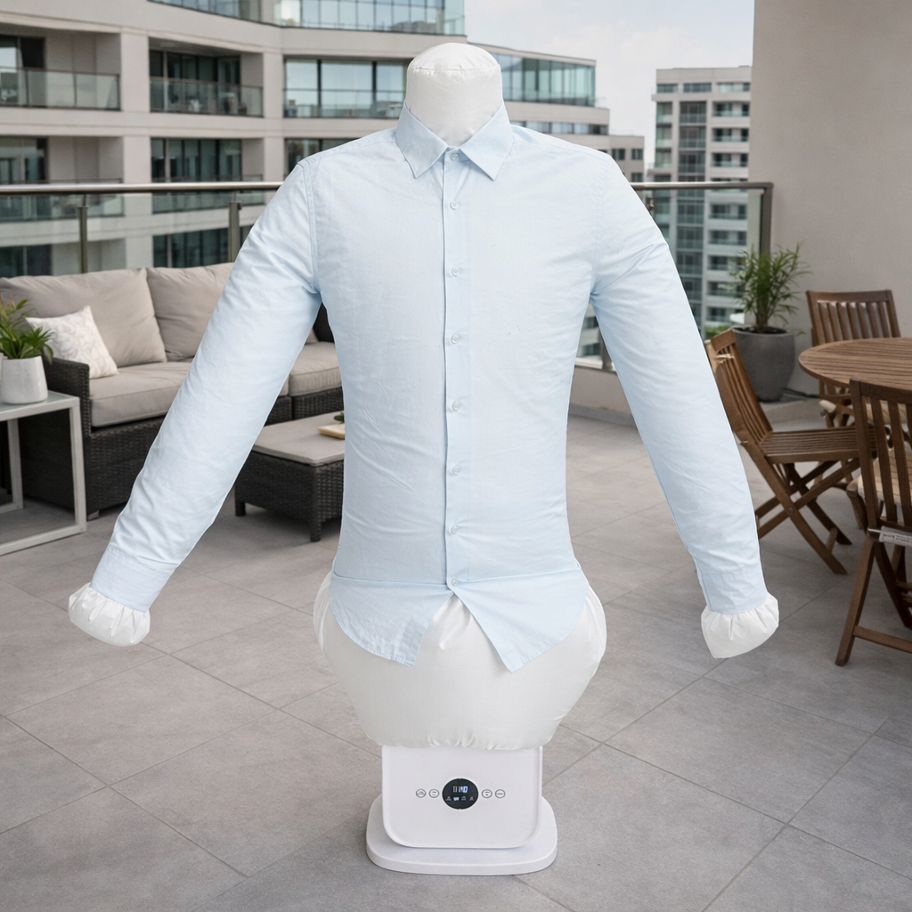 Sistema automático de planchado de prendas con flujo de aire en todas las direcciones