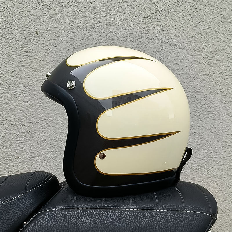 Cască retro de motocicletă AeroGuard, certificată DOT și ECE, cu carcasă din fibră de sticlă