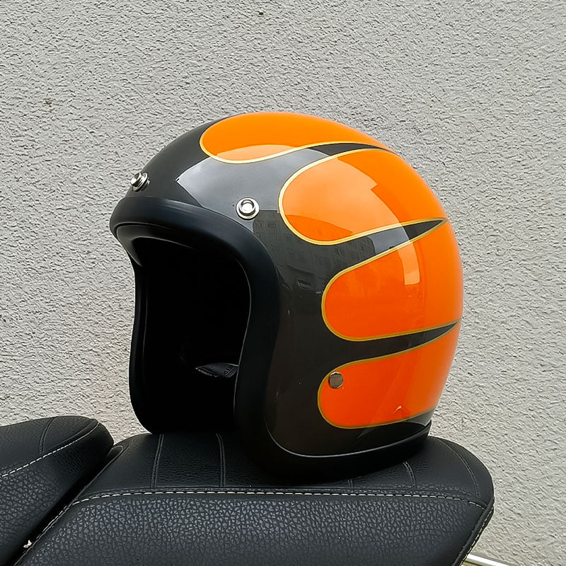 Cască retro de motocicletă AeroGuard, certificată DOT și ECE, cu carcasă din fibră de sticlă