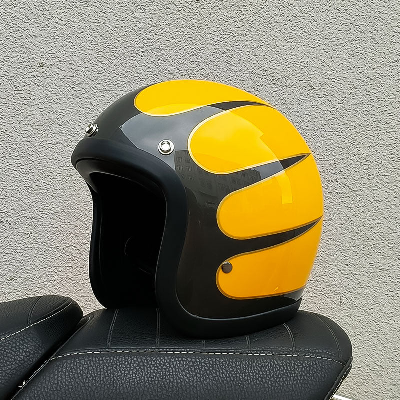 Cască retro de motocicletă AeroGuard, certificată DOT și ECE, cu carcasă din fibră de sticlă