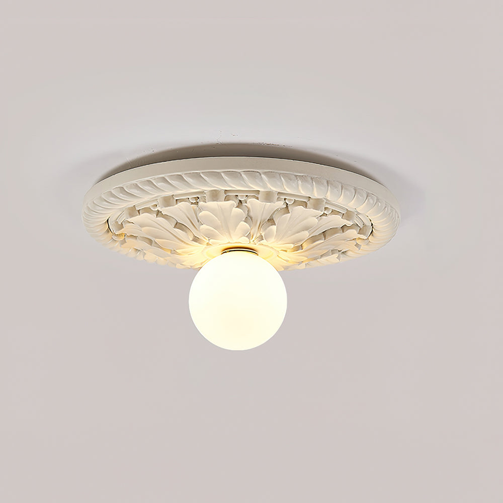 Corvella Vintage Carved Wood Flush Mount Ceiling Light - Neutralighting