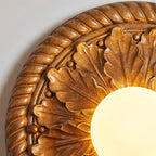 Plafonieră rustică Aurelia, sculptată, cu abajur glob din sticlă mată