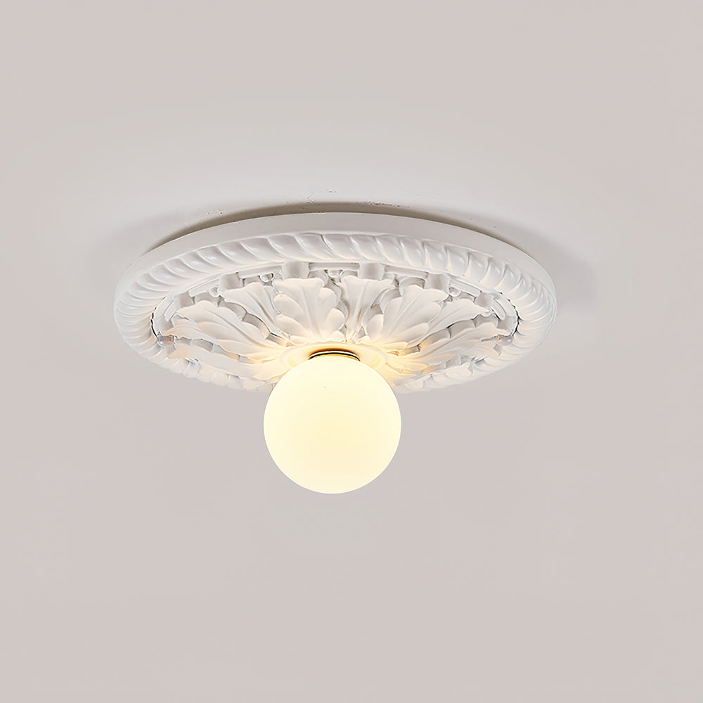 Corvella Vintage Carved Wood Flush Mount Ceiling Light | Fioriscas