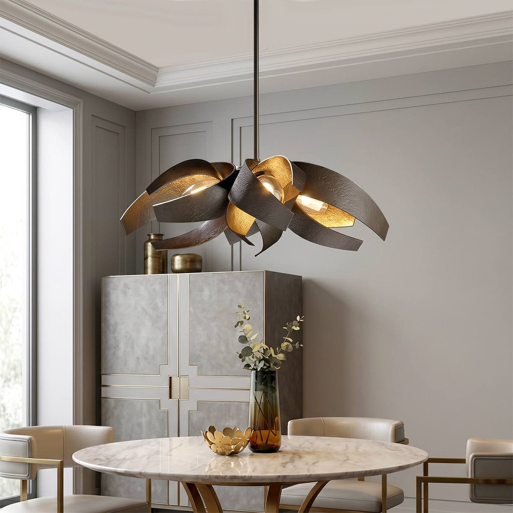 Lumenweave Sculptural Chandelier Forged Metal Finish