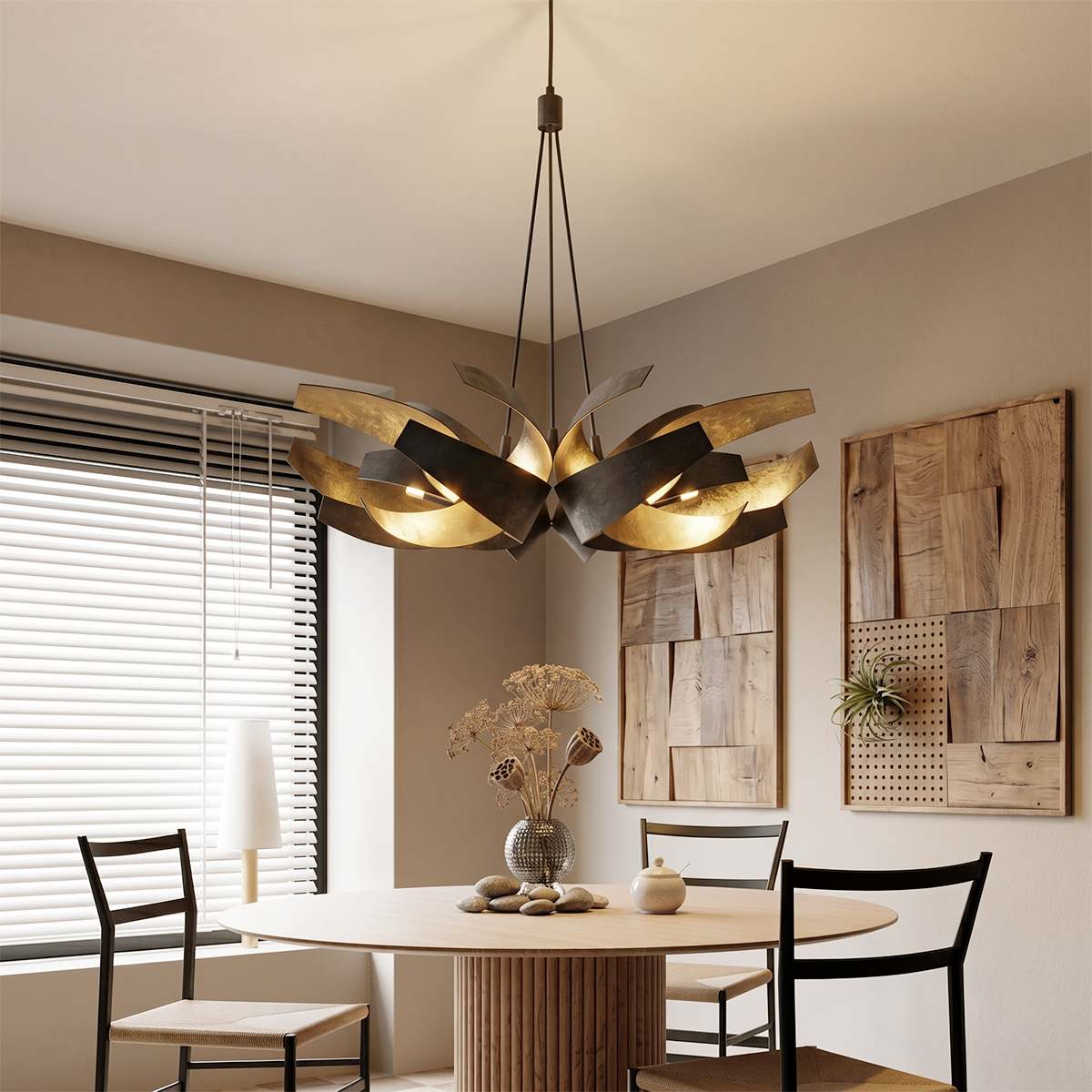 Lumenweave Sculptural Chandelier Forged Metal Finish