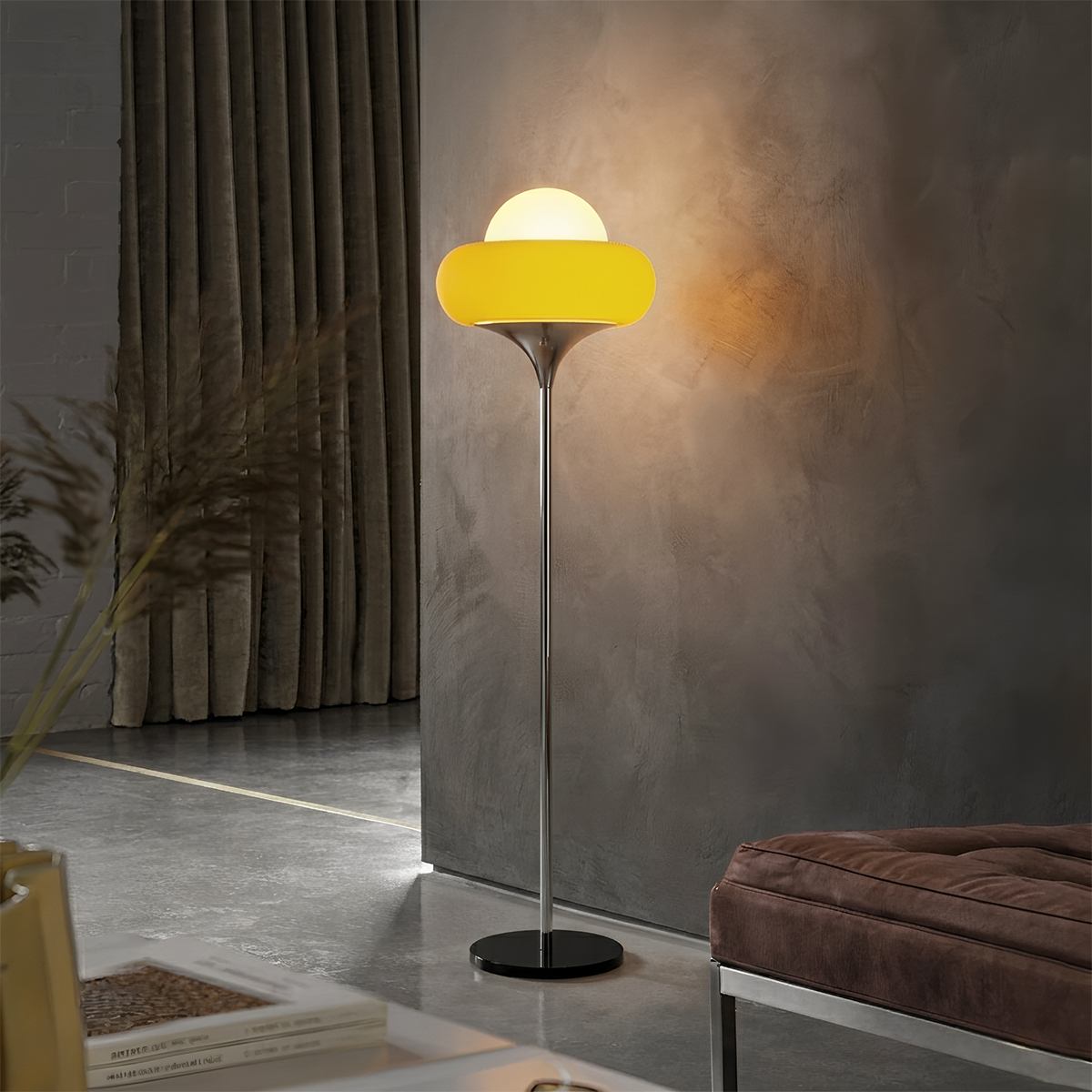 Aurora Nova Glass Shade Floor Lamp For Mid Century Modern Living