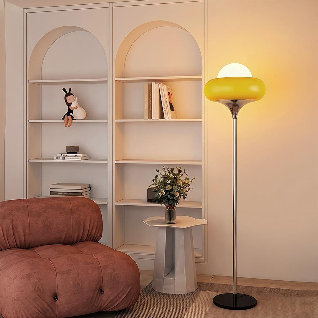 Aurora Nova Glass Shade Floor Lamp For Mid Century Modern Living