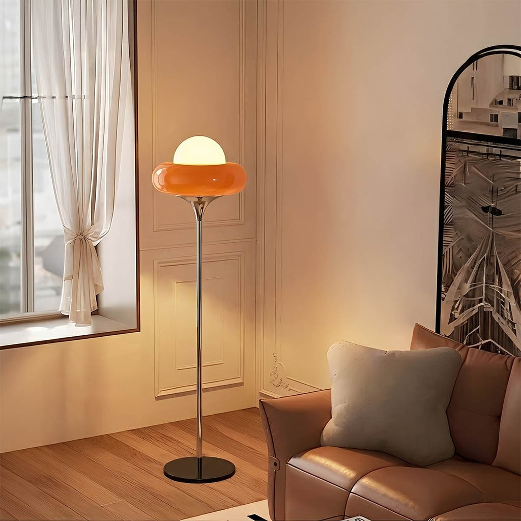 Aurora Nova Glass Shade Floor Lamp For Mid Century Modern Living