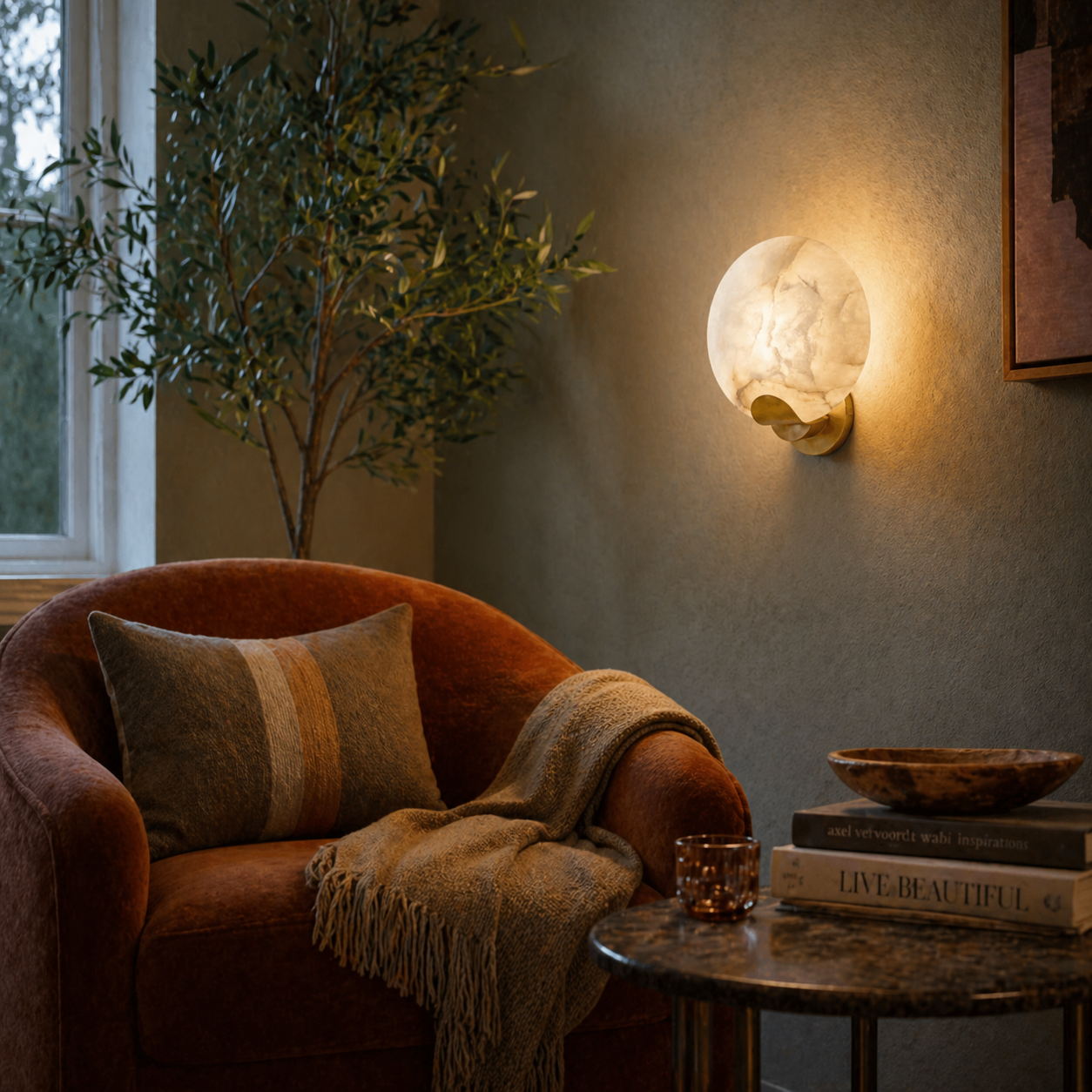 Ambienta Alabaster Wall Light For Cozy Living Rooms And Hallways