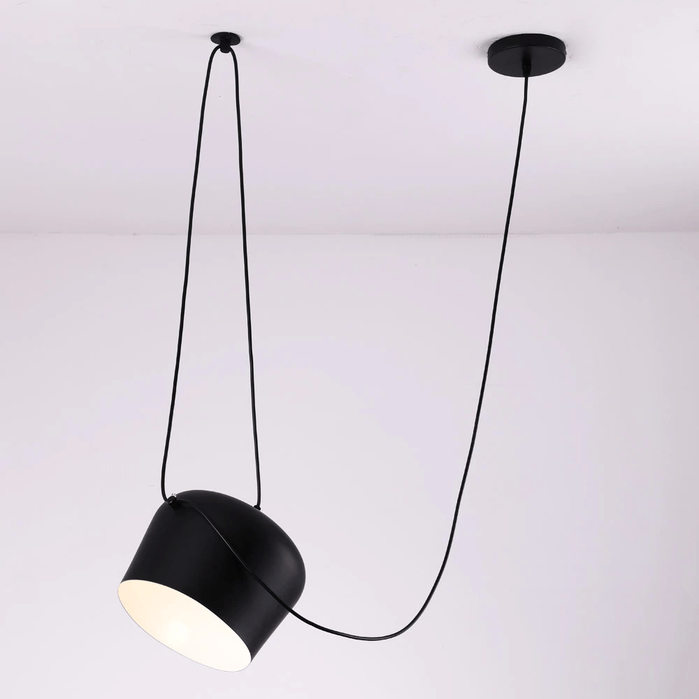 Multi-Light Drum Pendant, LumaDrum Cable-Hung Fixture in Black or White
