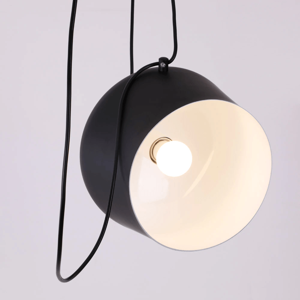 Multi-Light Drum Pendant, LumaDrum Cable-Hung Fixture in Black or White