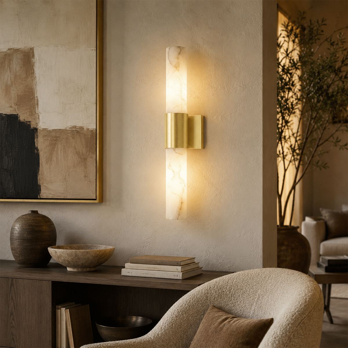 Aurora Copper Marble Wall Light Sconce For Modern Hallways