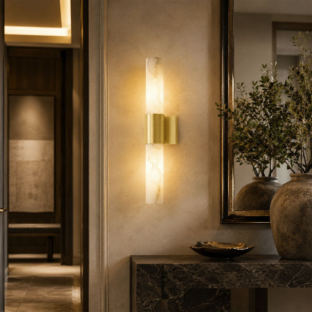 Aurora Copper Marble Wall Light Sconce For Modern Hallways