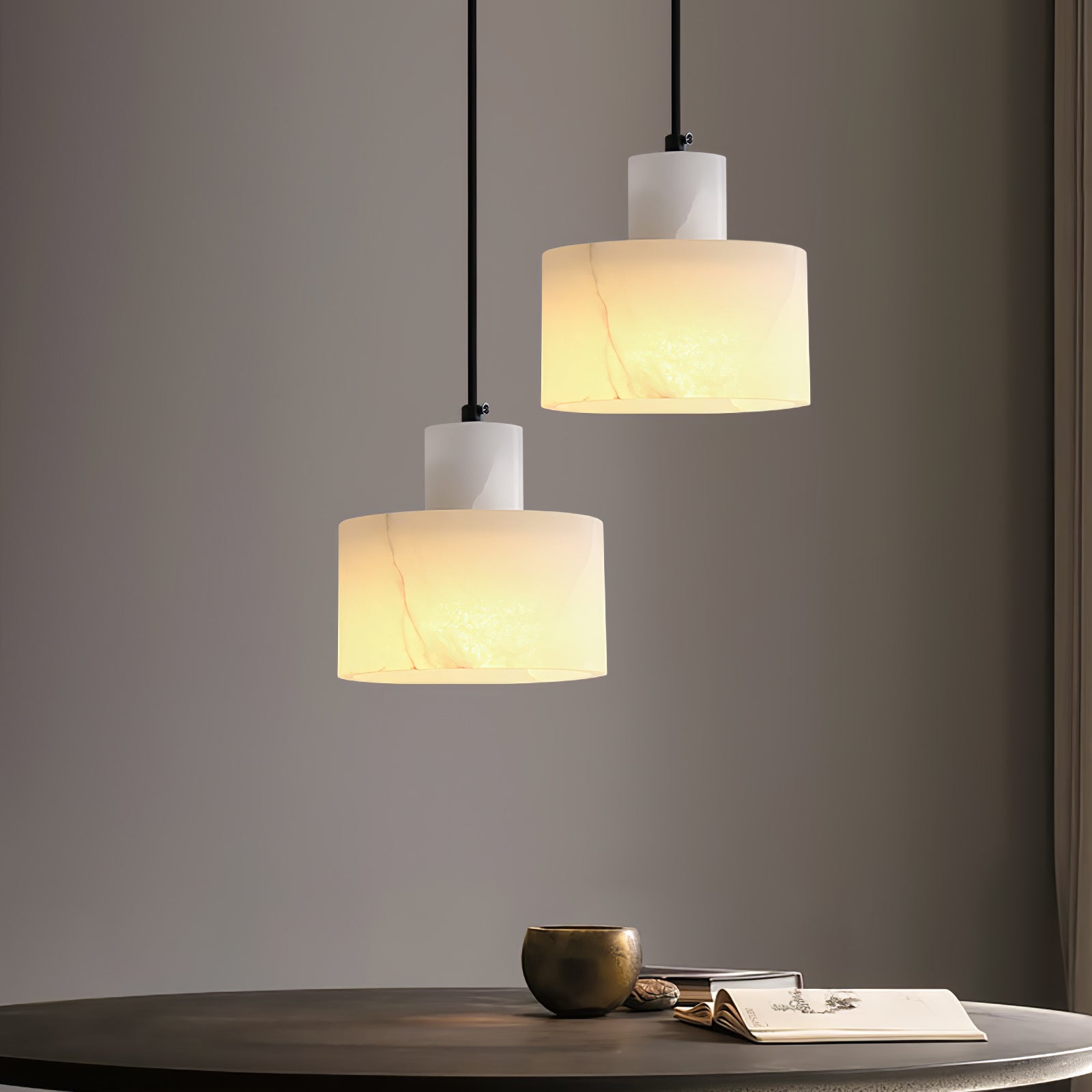 Alabaster  Pendant Lgiht Dual Cylindrical | Fioriscas