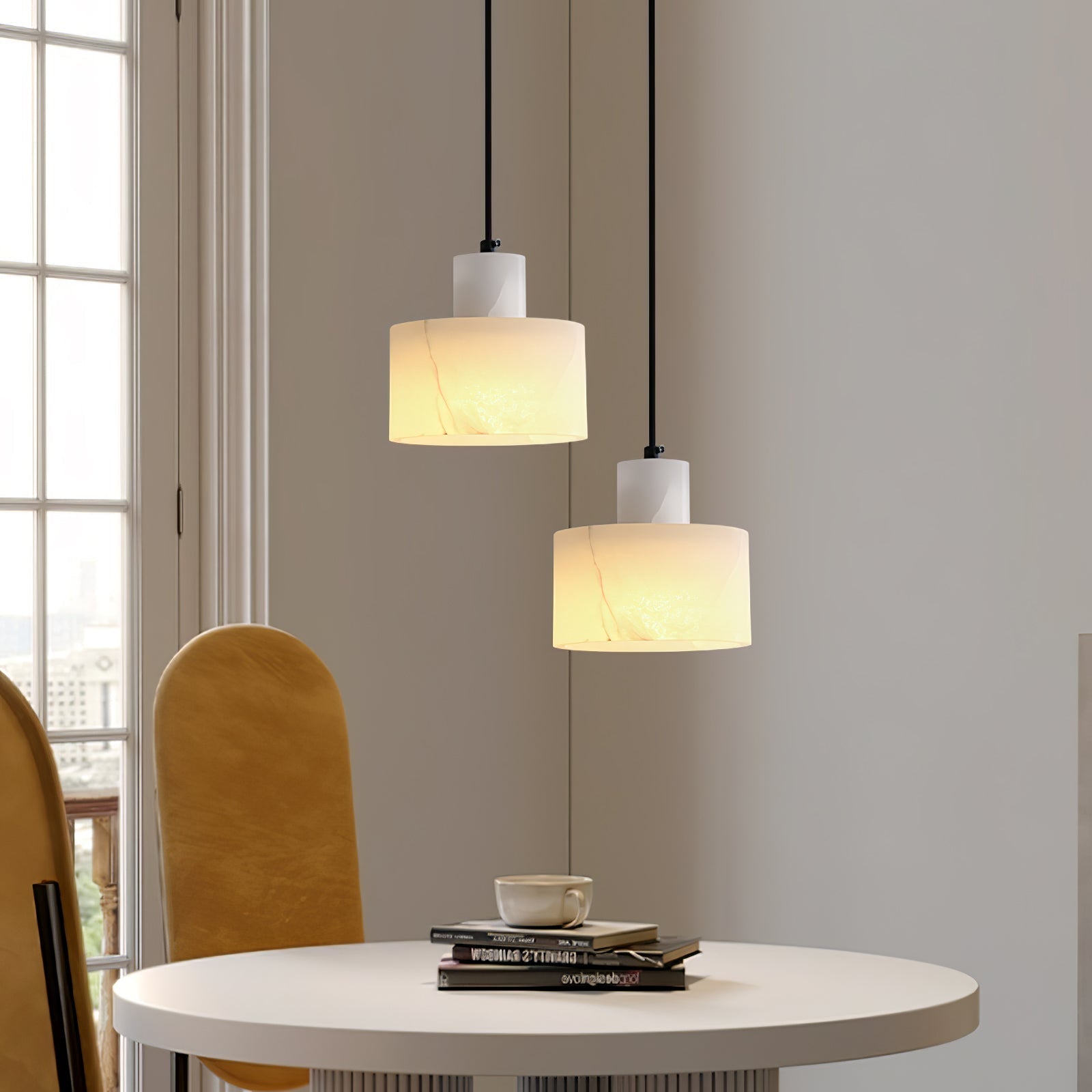 Alabaster  Pendant Lgiht Dual Cylindrical | Fioriscas