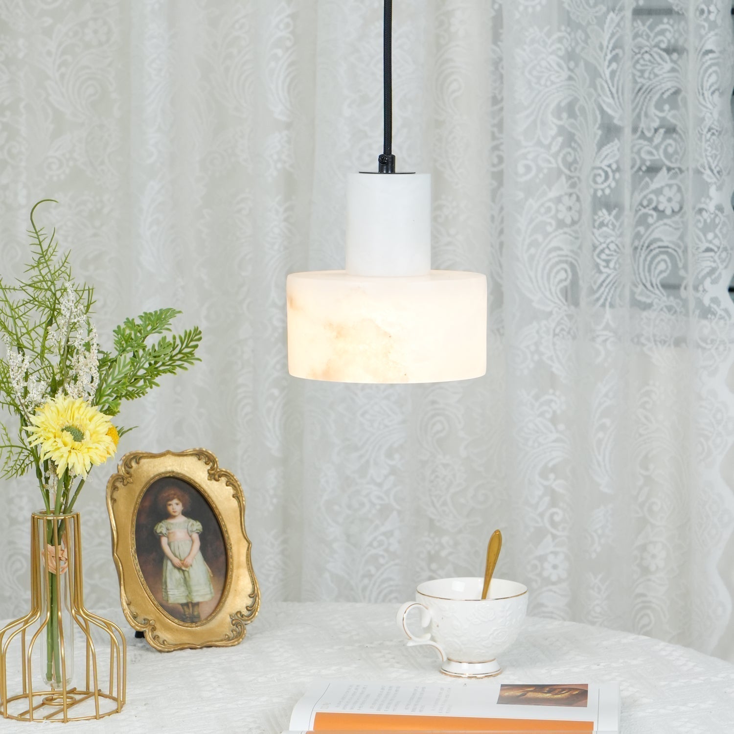 Alabaster  Pendant Lgiht Dual Cylindrical | Fioriscas