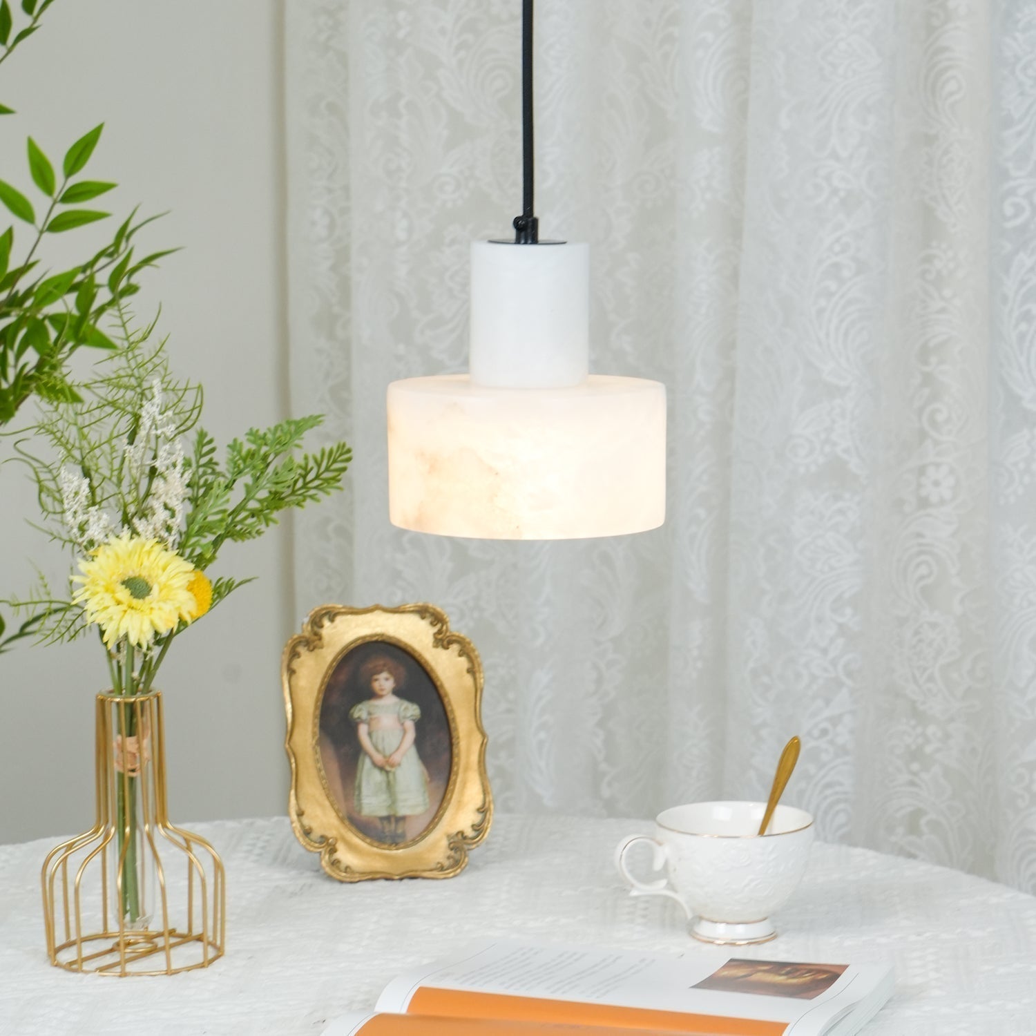 Alabaster  Pendant Lgiht Dual Cylindrical | Fioriscas