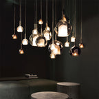Pendant Light, Nordic-Style Glass and Metal Shade, Gold or Chocolate, FjordLine