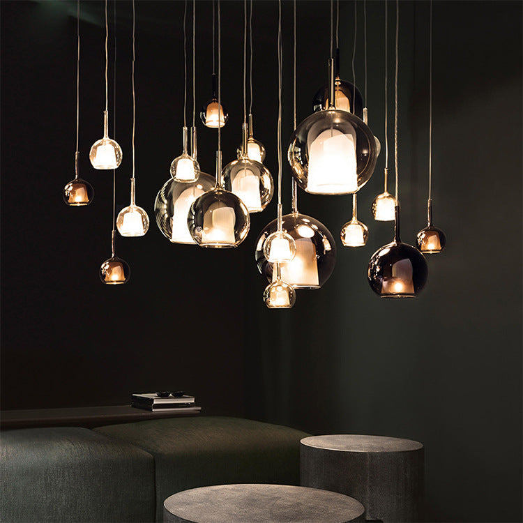 Pendant Light, Nordic-Style Glass and Metal Shade, Gold or Chocolate, FjordLine