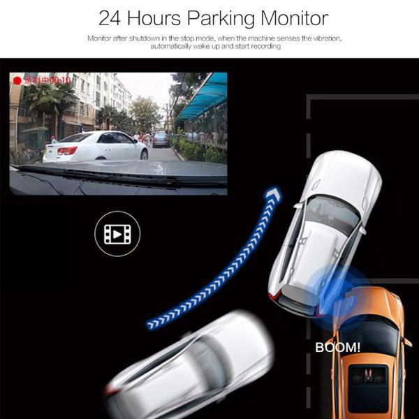 Dual Front and Rear Dash Cam, Full HD 1080p with Parking Monitor