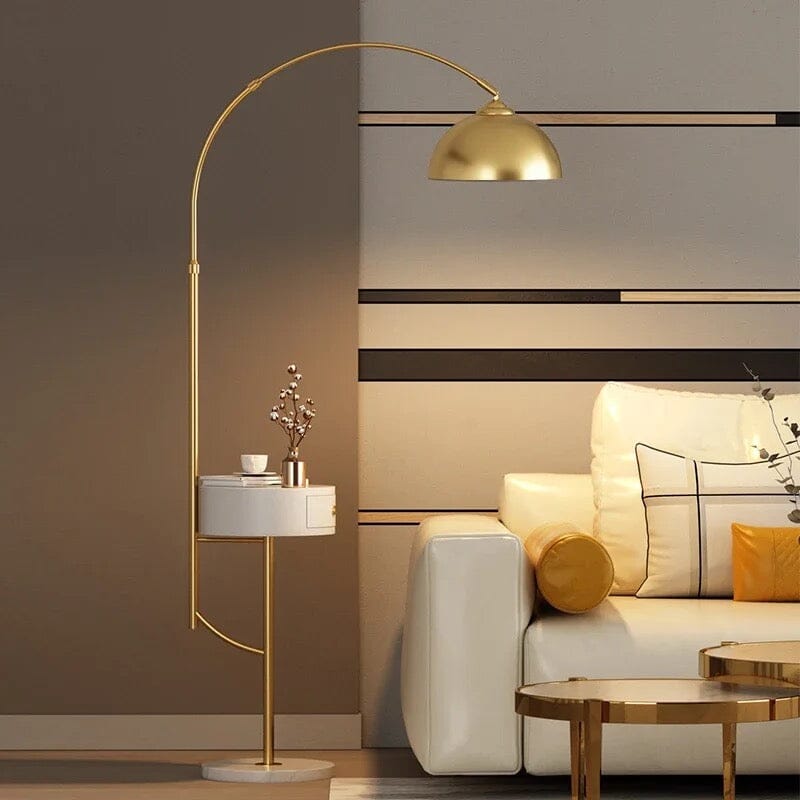 Lampada da terra Arch, design Marisol con base tavolino laterale
