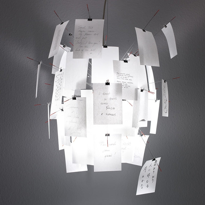 Candeeiro suspenso Ingo Maurer Zettel'z 6 | Candeeiro de papel personalizável, luminária suspensa de notas DIY