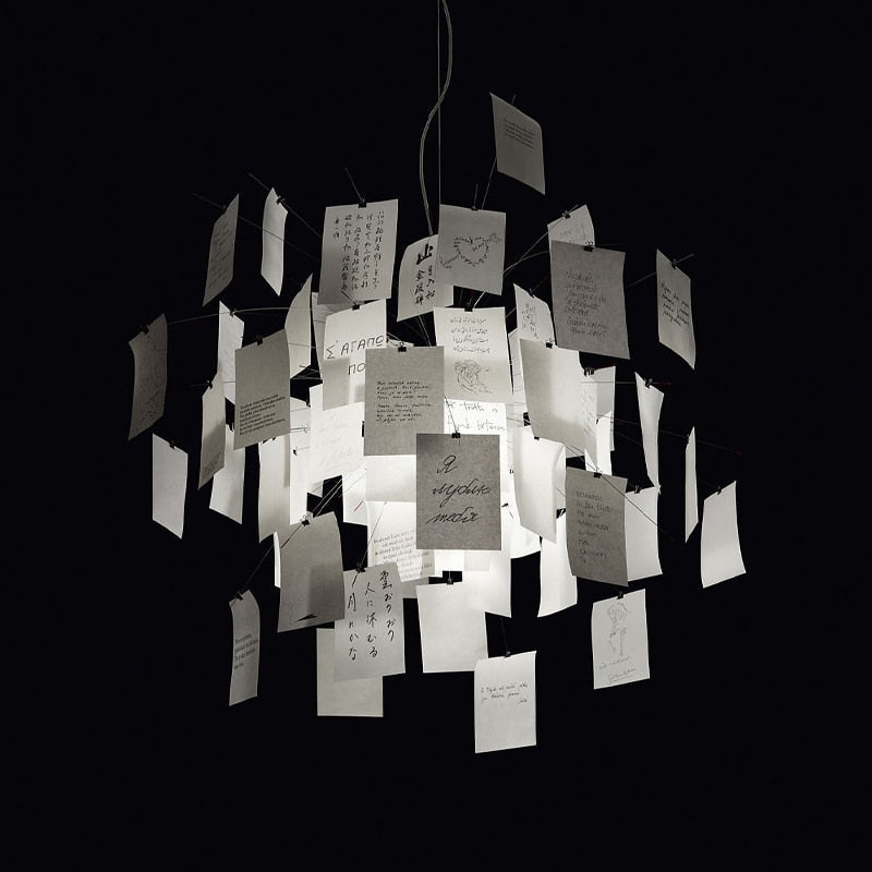 Candeeiro suspenso Ingo Maurer Zettel'z 6 | Candeeiro de papel personalizável, luminária suspensa de notas DIY