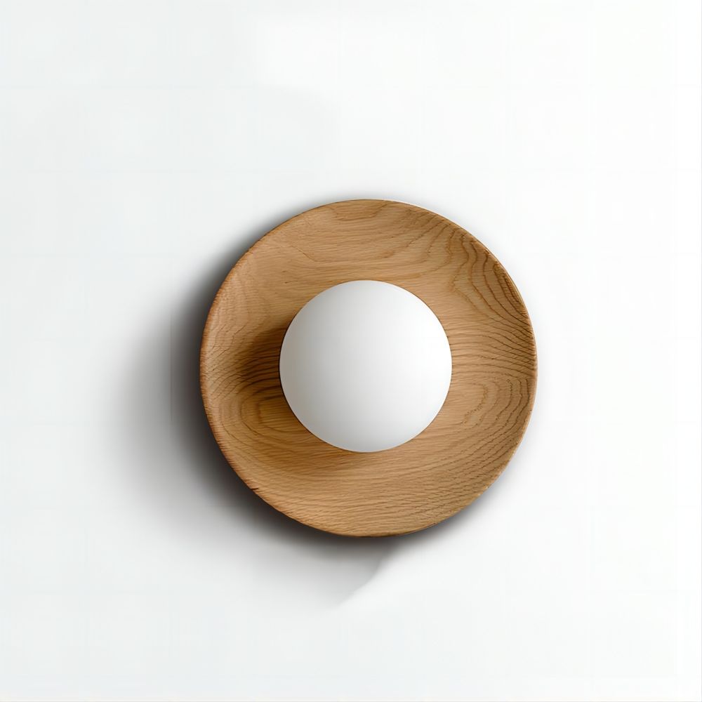 Aurelo Wood & Glass Wall Sconce, Crisp White Modern Accent