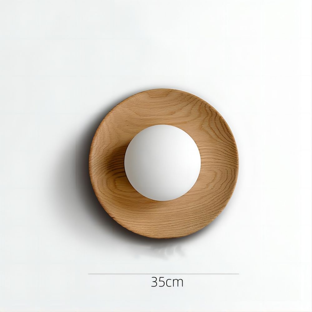 Aurelo Wood & Glass Wall Sconce, Crisp White Modern Accent