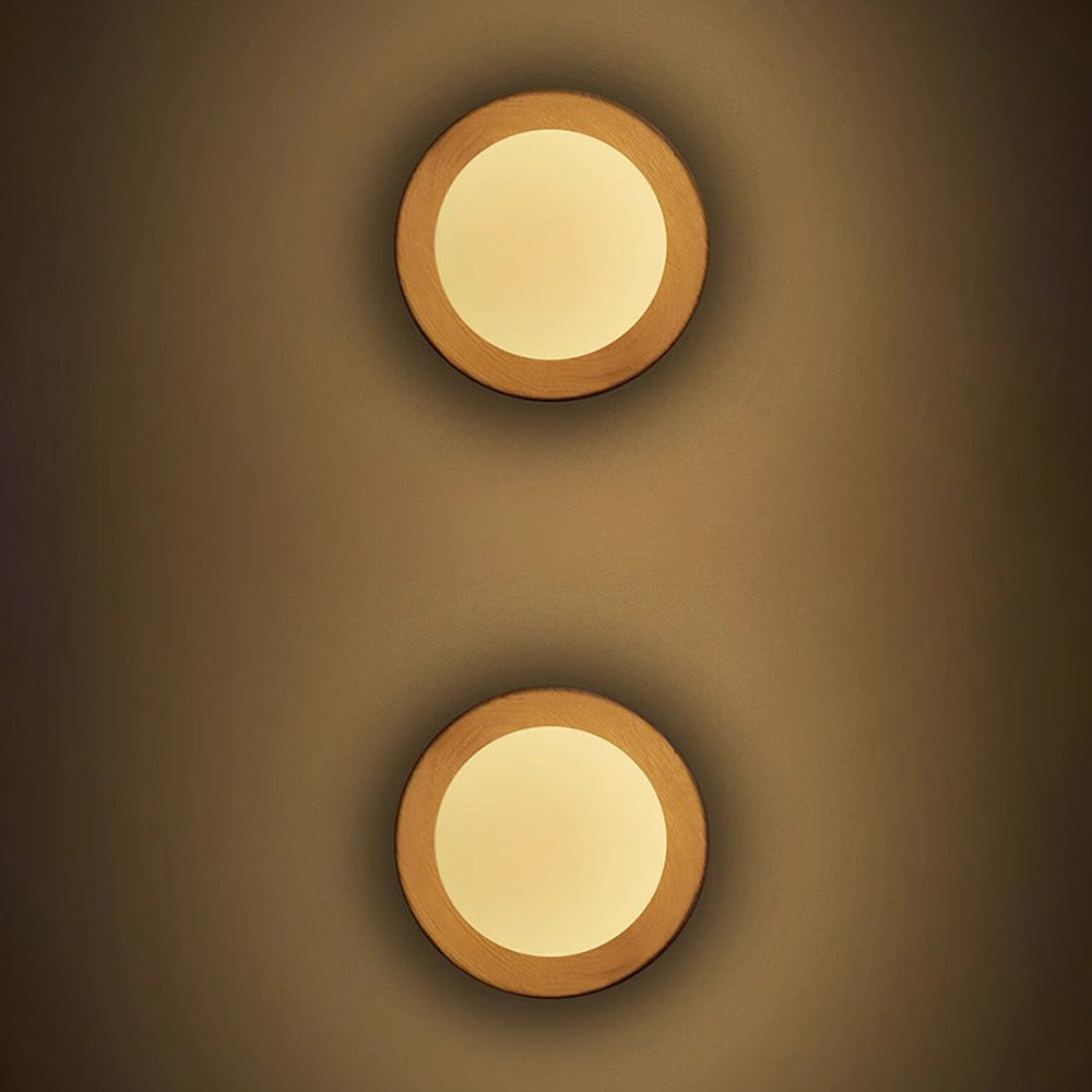 Aurelo Wood & Glass Wall Sconce, Crisp White Modern Accent