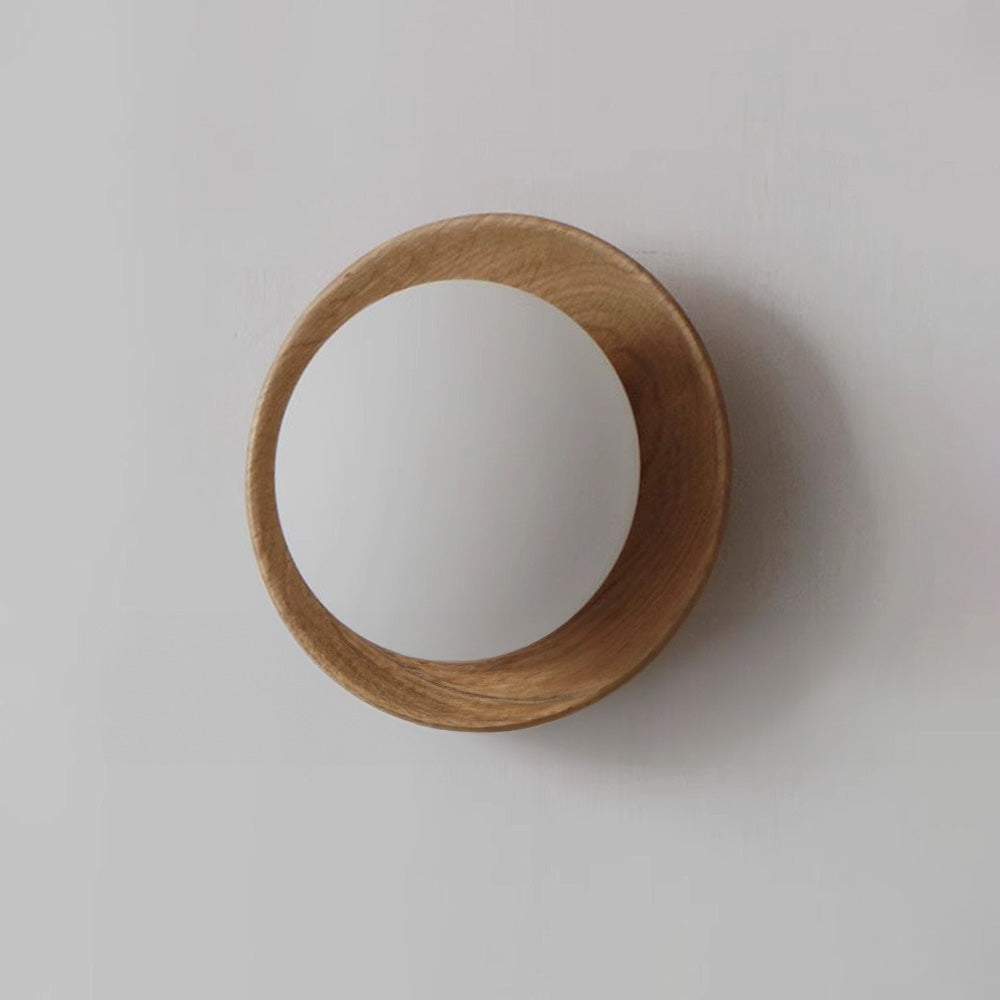 Aurelo Wood & Glass Wall Sconce, Crisp White Modern Accent