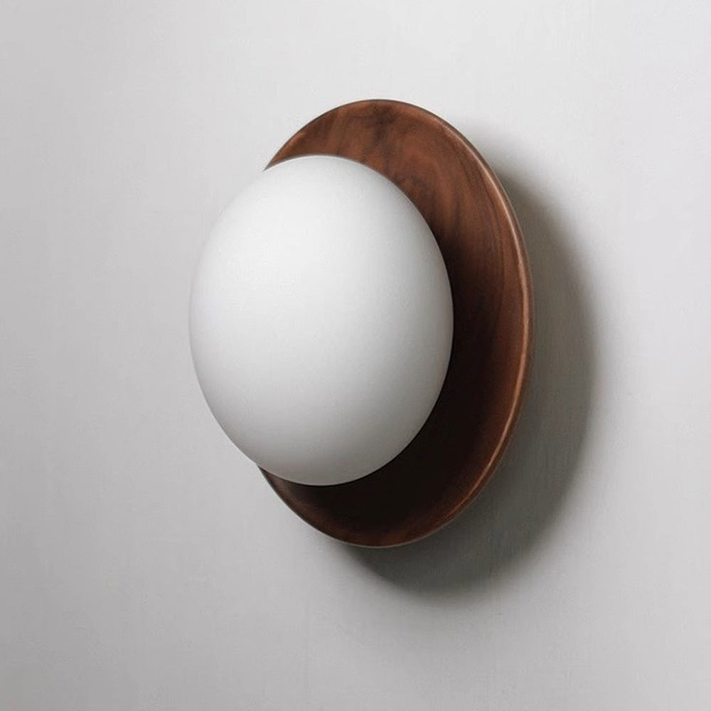 Aurelo Wood & Glass Wall Sconce, Crisp White Modern Accent