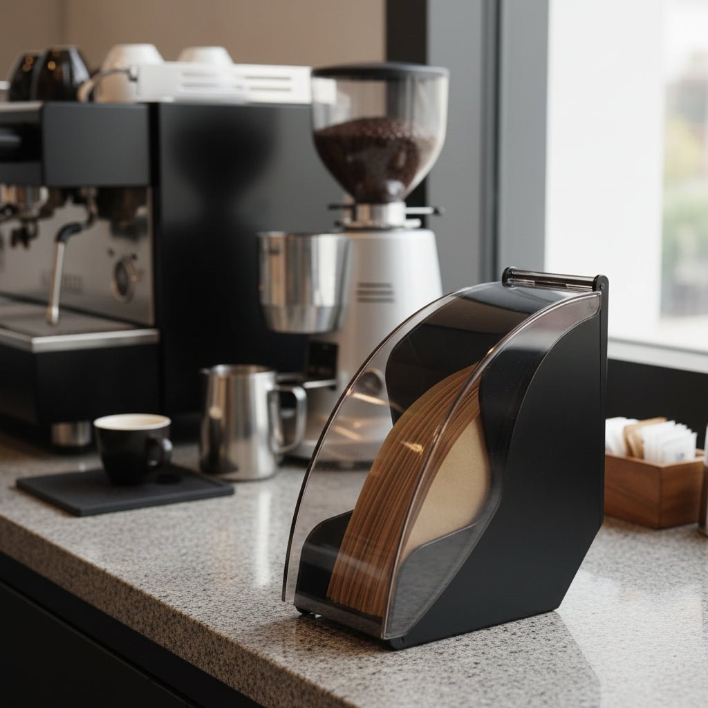 Moderne kaffefilterholder for pour-over med akrylhette - Fioriscas