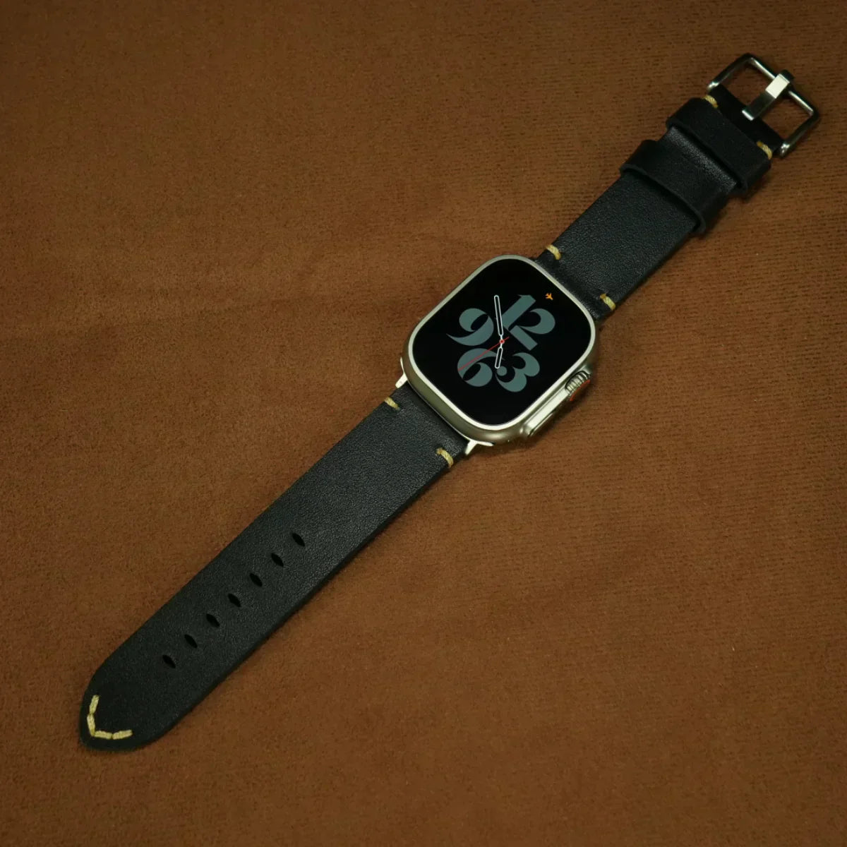 Marlo fuldkornslæder Apple Watch-rem med spænde i rustfrit stål