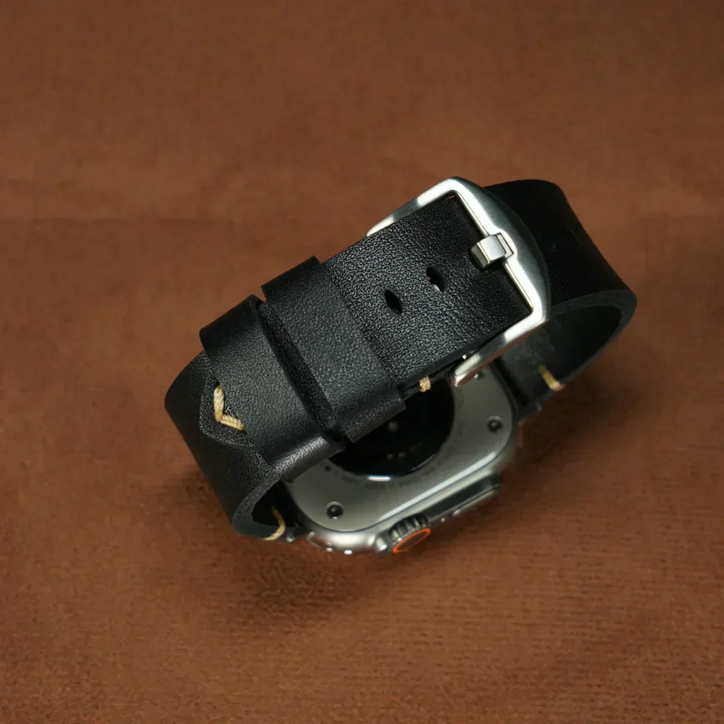 Marlo fuldkornslæder Apple Watch-rem med spænde i rustfrit stål