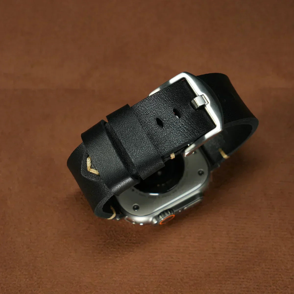 Marlo fuldkornslæder Apple Watch-rem med spænde i rustfrit stål